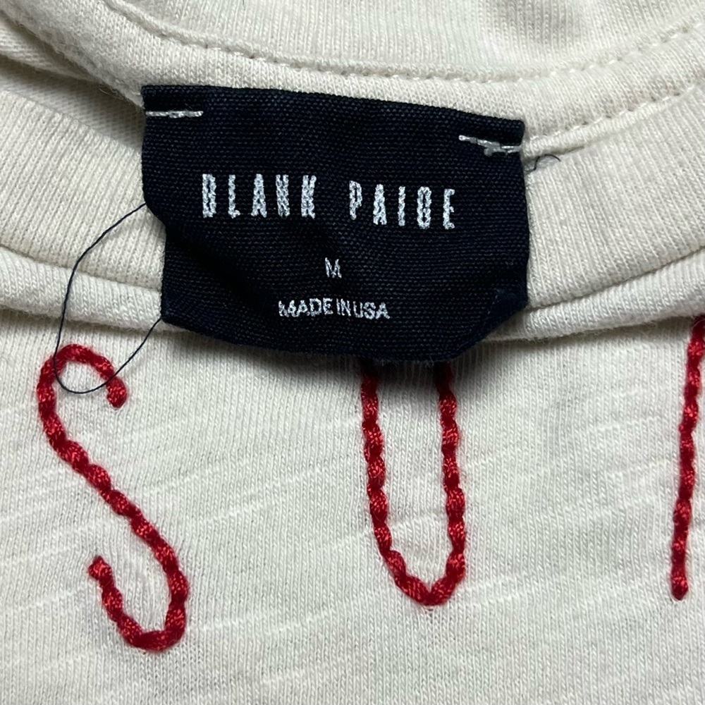 Blank Paige Womens T-Shirt On Sunday We Brunch Beige Short Sleeve Cotton USA M - Picture 3 of 3